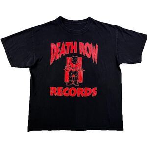 Vintage Death Row Records T-Shirt Mens M Black Red Graphic Print Hip Hop Rap